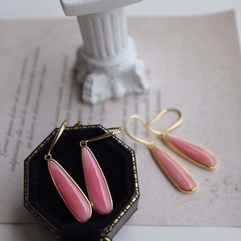 Queen Pink - Chunky minimal design naturel Pink Queen Conch shell drop boucles d’oreilles - Or vermeil -AAAA Qualité 5