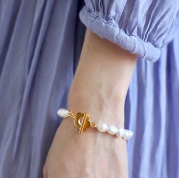 Bracelet unique de perles d’eau douce naturelles avec charme de fleur-perles d’eau douce de qualité AAAA 8
