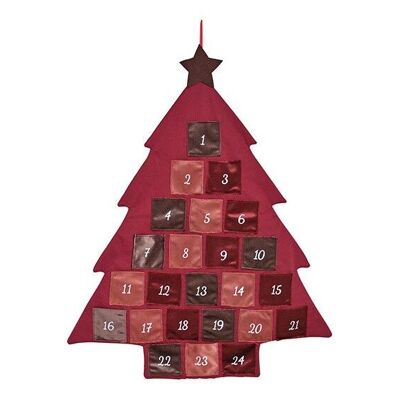 Calendario dell'Avvento Albero di Natale in tessuto Bordeaux (L / A / P) 73x89x1cm