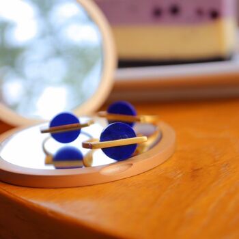 Bague gemme ronde minimaliste en vermeil doré - réglable - Lapis Lazuli 2