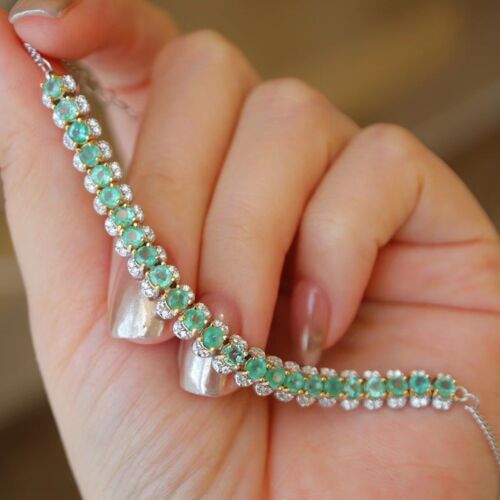 Emerald Rain - Fancy gold vermeil emerald gemstone bracelet - Real Emerald
