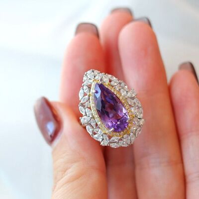 Royal Style Chic Pear-cut  Amethyst Ring - Adjustable