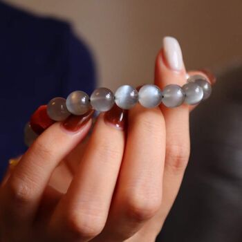 Bracelet en perles de Labradorite naturelle avec porte-bonheur bouddhique - Qualité AAAA 2