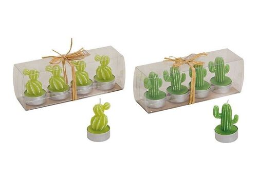 Teelicht Set Kaktus  aus Wachs Grün 4er Set