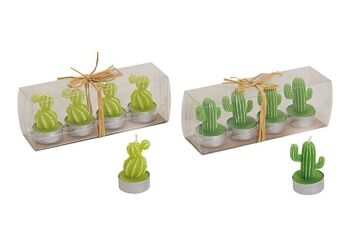 Set de bougies chauffe-plat cactus en cire verte set de 4