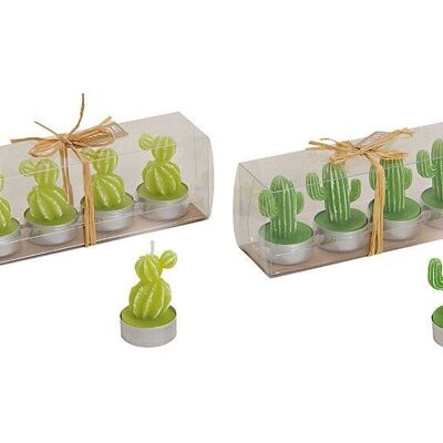 Tealight set cactus made of wax green set of 4