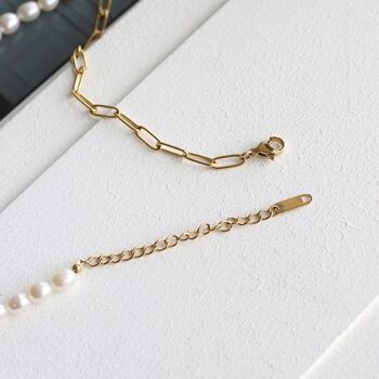 Contrast Classics - Collier de perles et de grosses chaînes avec breloque en forme de cœur - Perle d'eau douce de qualité AAAA 8