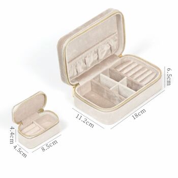 Coffret à bijoux de voyage en velours d'inspiration vintage - Beige laiteux - Coffrets duel 4