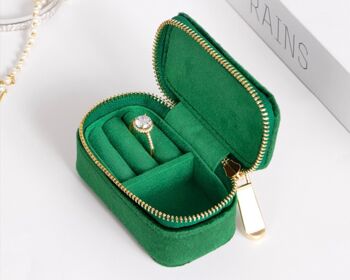 Coffret à bijoux de voyage en velours d'inspiration vintage - Vert émeraude - Coffrets duel 8