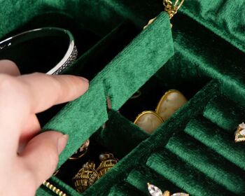 Coffret à bijoux de voyage en velours d'inspiration vintage - Vert émeraude - Coffrets duel 9