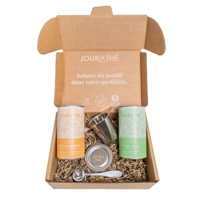 Gift box of 2 teas with infuser and measuring spoon