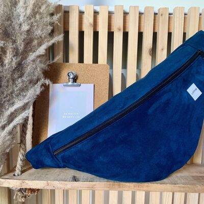 XXL handmade blue suede fanny pack