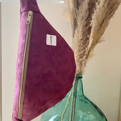 Handgefertigte Gürteltasche aus pflaumenfarbenem Wildleder für Damen