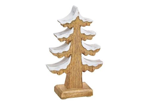 Tannenbaum mit Schnee aus Holz Braun (B/H/T) 12x19x5cm