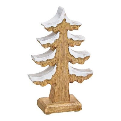 Tannenbaum mit Schnee aus Holz Braun (B/H/T) 12x19x5cm