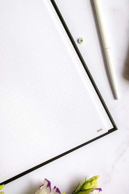 Ring binder bullet journal dotted pages from premium faux leather A5 (white)