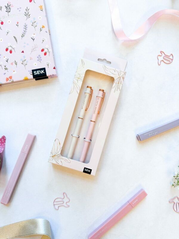 Happy Pens - Mi bolígrafo de la suerte (negro) y Dream. Plan. Hacer. (Azul) - 2 piezas