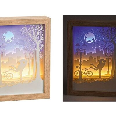 Silhouette with lighting couple in the park made of wood nature (W / H / D) 23x18x5cm