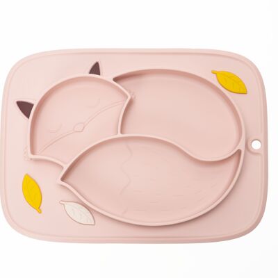 Piatto pappa en silicone antiscivolo a 3 scomparti GIOfresh Fox Snack Plate rose