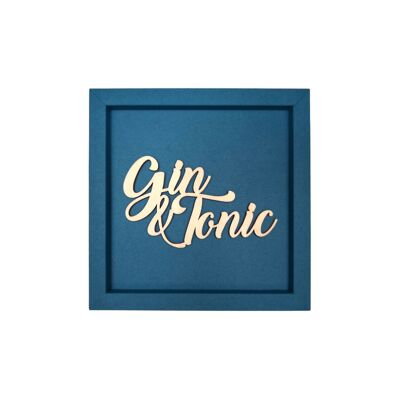Imán de letras de madera con marco de tarjeta GIN & TONIC