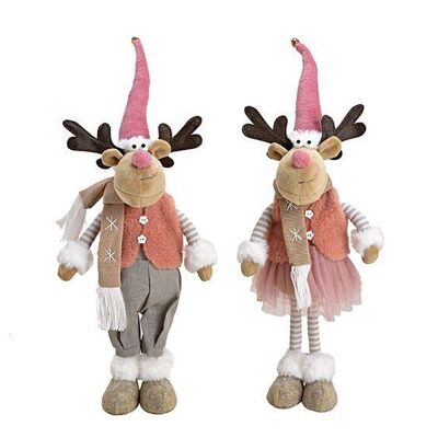 Moose made of textile pink/pink, beige 2-fold, (W/H/D) 14x52x10cm