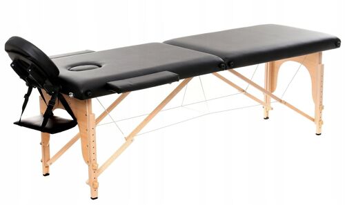 Massagetafel - behandeltafel - 186x61 cm - houten frame - zwart