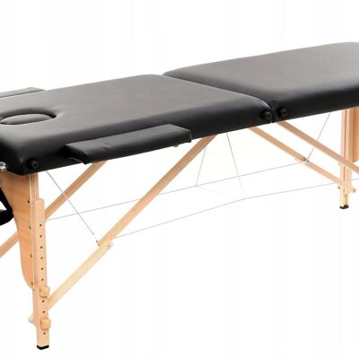 Massage table - treatment table - 186x61 cm - wooden frame - black