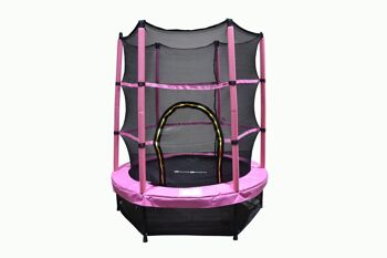 Trampoline - 140 cm - avec filet de sécurité - rose