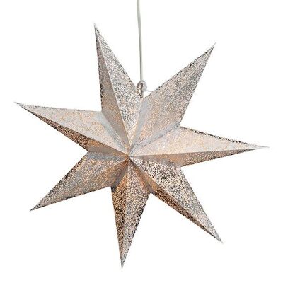 Papel estrella luminosa blanco-plata con puntas 45cm