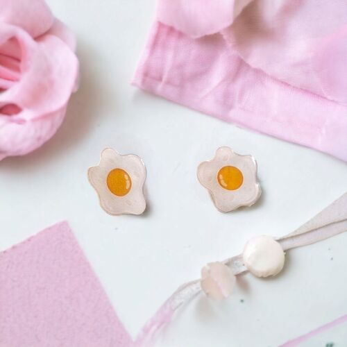 Dainty Fried Egg Stud Earrings