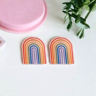 Large Rainbow Statement Stud Earrings