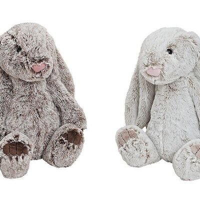 Bunny in beige / brown made of plush, 2 assorted, 30 cm