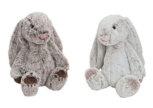 Hase in beige/braun aus Plüsch, 2-fach sortiert, 30 cm