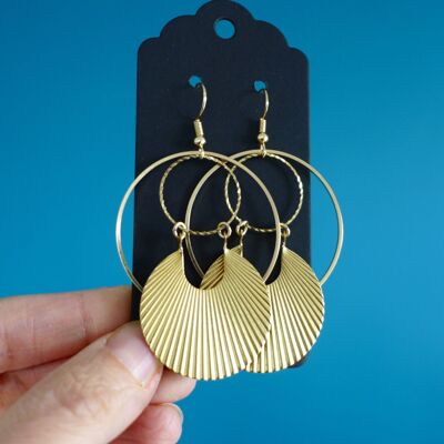 Matte gold striped Art Deco graphic earrings