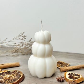 Bougie de citrouille blanche empilée - Jack-O-Lantern blanche - Bougies de décoration d’Halloween blanches 9