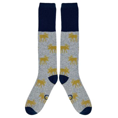 Men's Lambswool Boot Socks - Moose - Grey