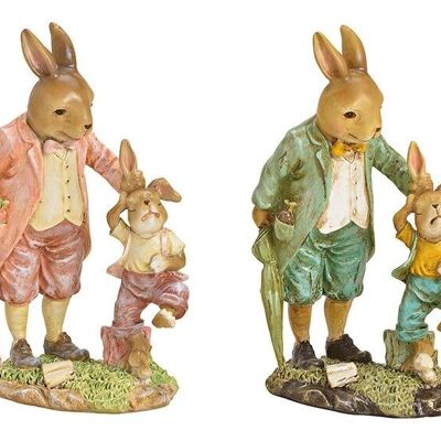 Father rabbit with child made of poly green