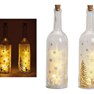 Glasflasche Winterwald 5er Led Beleuchtung, Gold, silber aus Glas Transparent 2-fach, (B/H/T) 9x33x9cm