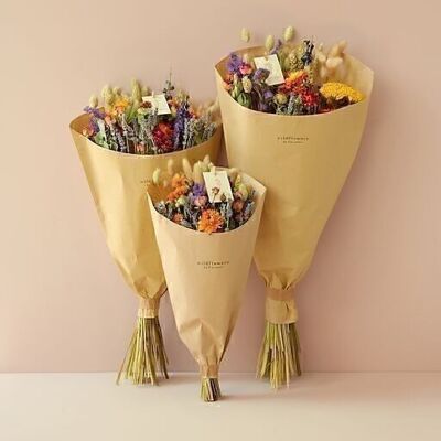 Bouquet printanier - Fleurs séchées - Bouquet des champs - Orange