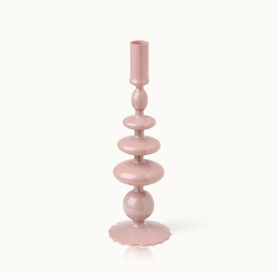 Candlestick glass bubble beige