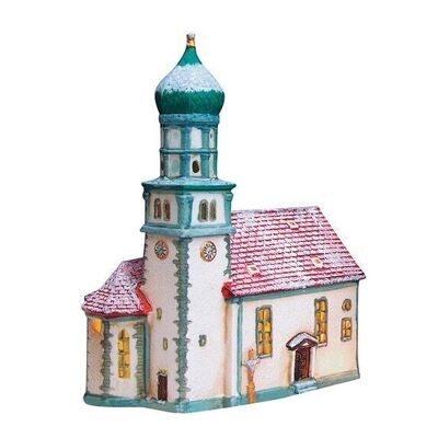 Wind light house Church I Wasserburg with snow made of poly