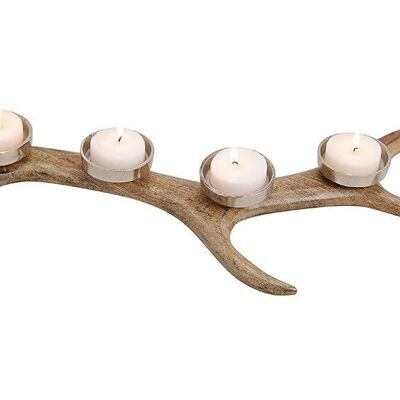 Advent arrangement antlers made of mango wood, metal, silver (W/H/D) 57x6x25cm