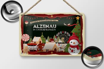 Plaque en étain Salutations de Noël d'ALZENAU IN LOWER FRANKEN décoration 18x12cm 2