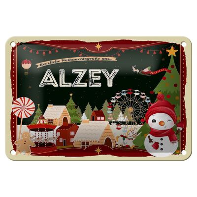 Blechschild Weihnachtsgrüße aus ALZEY Geschenk Deko Schild 18x12cm
