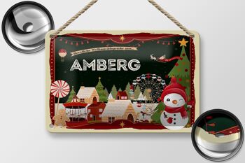 Panneau en étain Salutations de Noël d'AMBERG, panneau décoratif cadeau 18x12cm 2