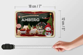 Panneau en étain Salutations de Noël d'AMBERG, panneau décoratif cadeau 18x12cm 5