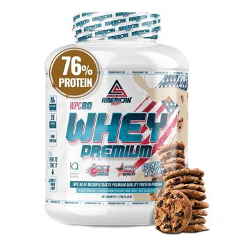 AS Supplément américain | Protéine de lactosérum Premium 2 Kg | Biscuits | Protéine de lactosérum | L-Glutamine Kyowa Quality® 1