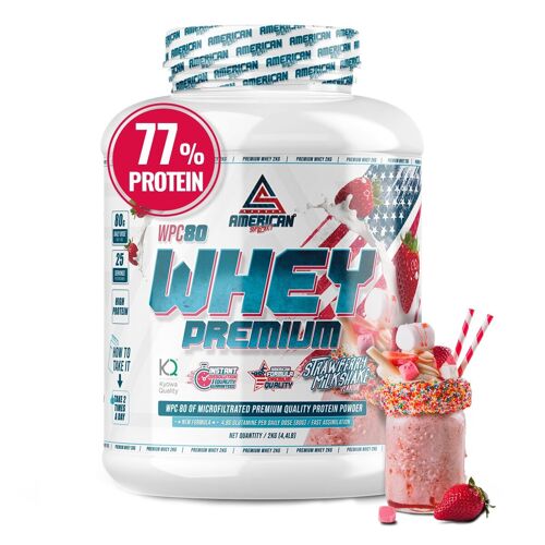 AS American Suplement | Premium Whey Protein 2 Kg | Fresa | Proteína Suero de Leche | L-Glutamina Kyowa Quality®