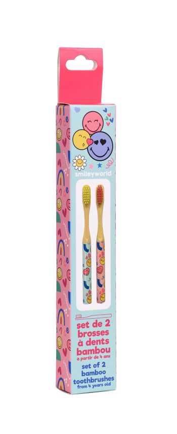 Smiley, Set de 2 Brosses à Dents Enfant en Bambou 5