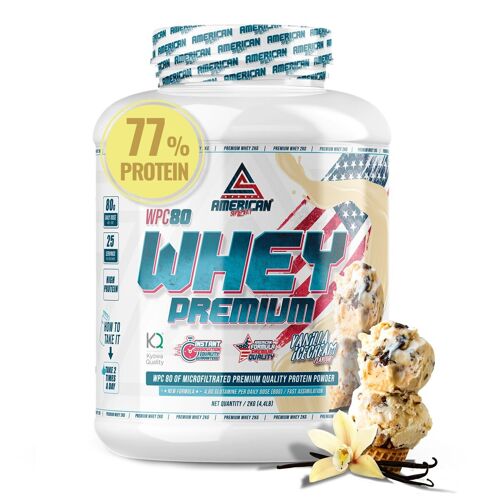 AS American Suplement | Premium Whey Protein 2 Kg | Vainilla | Proteína Suero de Leche | L-Glutamina Kyowa Quality®